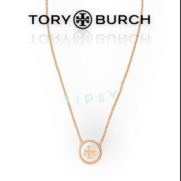 Beautiful Tory Burch Kira Mother of Pearl & Gold Pendant Necklace - Picture 2 of 4